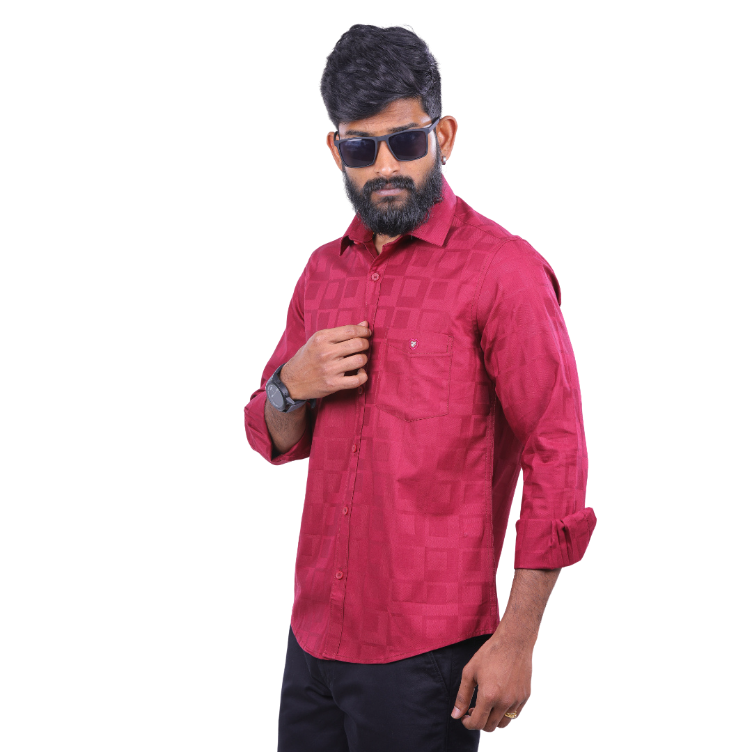 Maroon Dobby Printed Shirt for Men