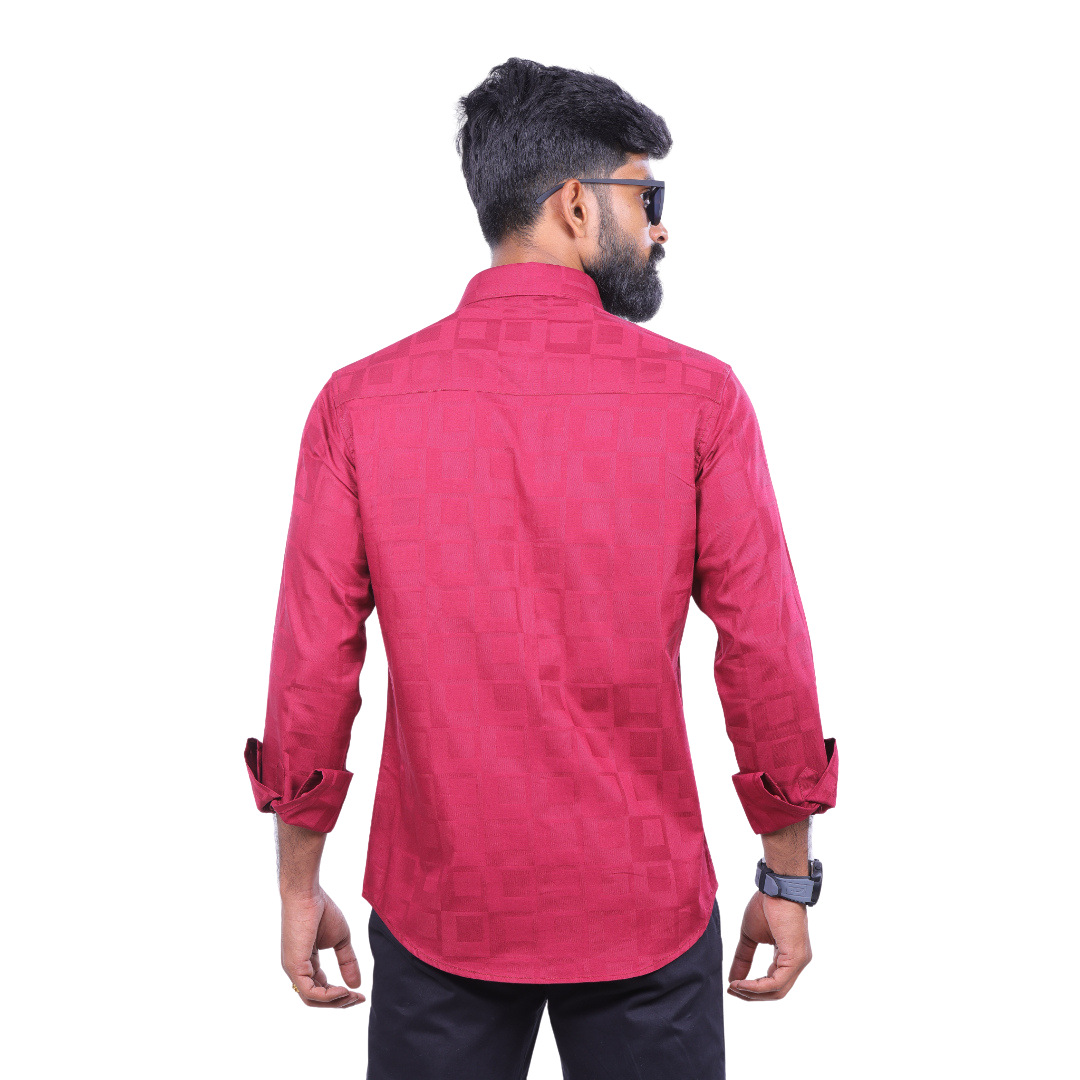 Maroon Dobby Printed Shirt for Men