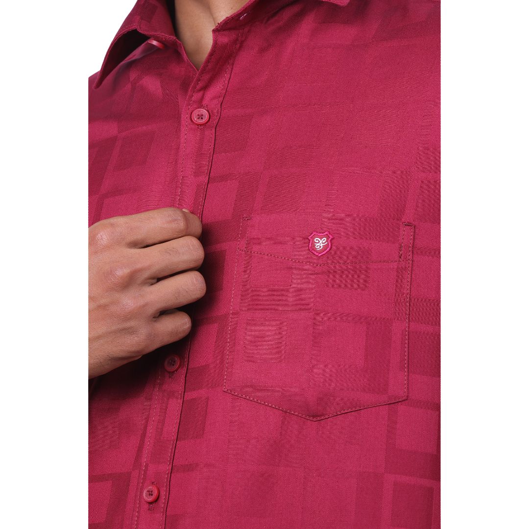 Maroon Dobby Printed Shirt for Men