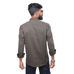 Men Army Green Dobby Printed Shirt 