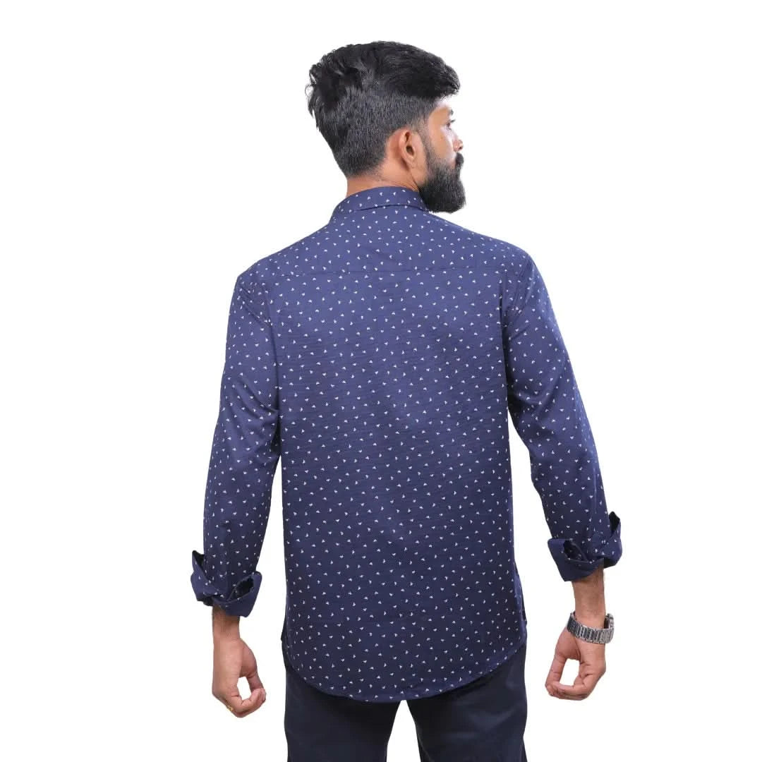 Navy Dobby Printed Shirt for men