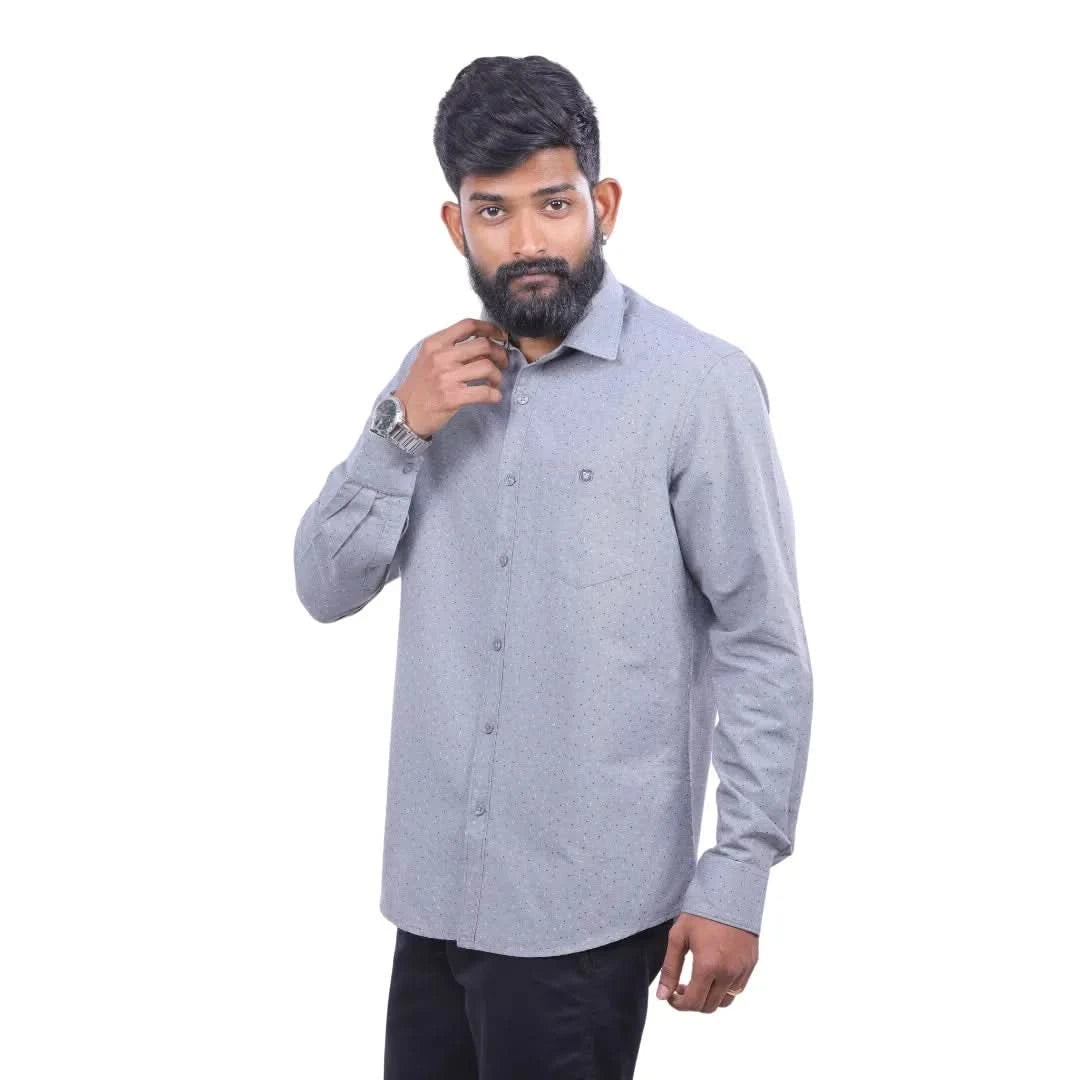 Grey Linen Cotton Printed Shirt for men