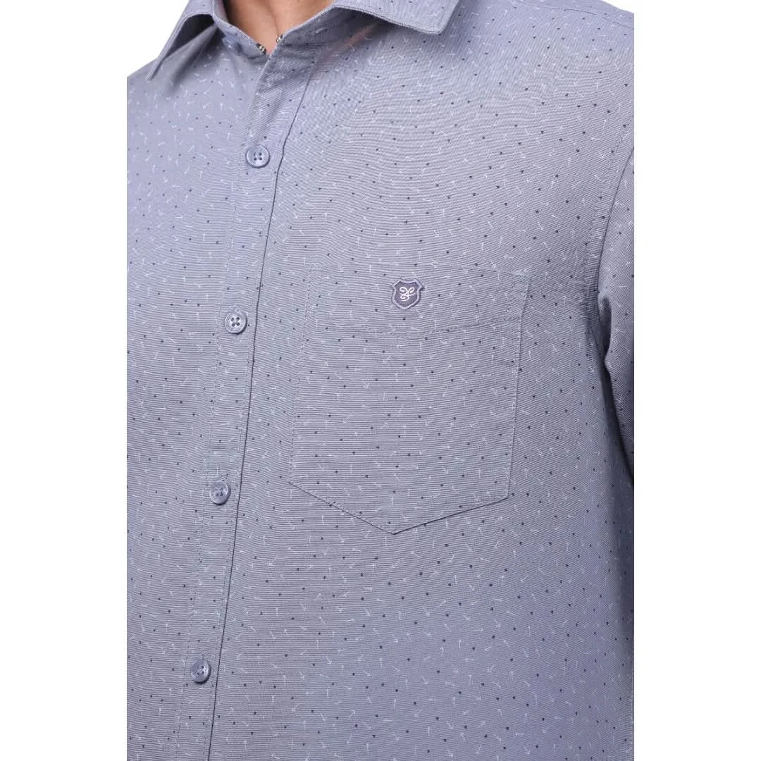 Grey Linen Cotton Printed Shirt for men