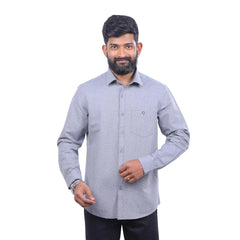 Grey Linen Cotton Printed Shirt for men