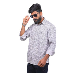 Grey Twill Printed Shirt for men