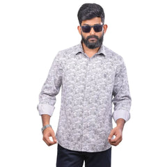 Grey Twill Printed Shirt for men