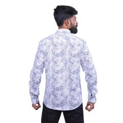 Blue Linen Printed Shirt for men