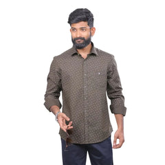 Men Arrow Grey Twill Printed Shirt  