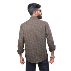 Men Arrow Grey Twill Printed Shirt  