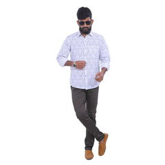 Men Wavy Grey Oxford Printed Shirt 