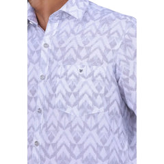 Men Wavy Grey Oxford Printed Shirt 