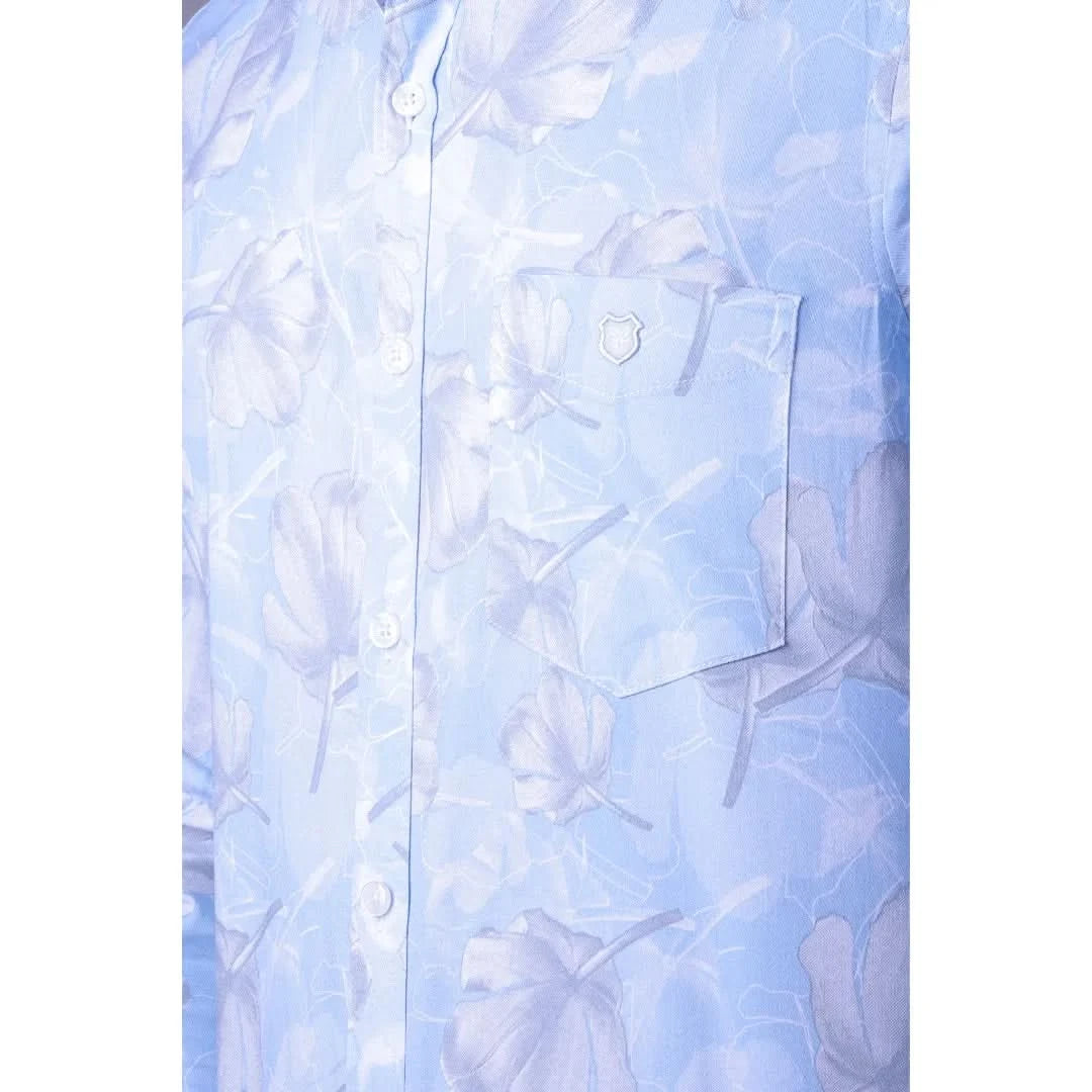 Blue Stretch Printed Shirt for Men