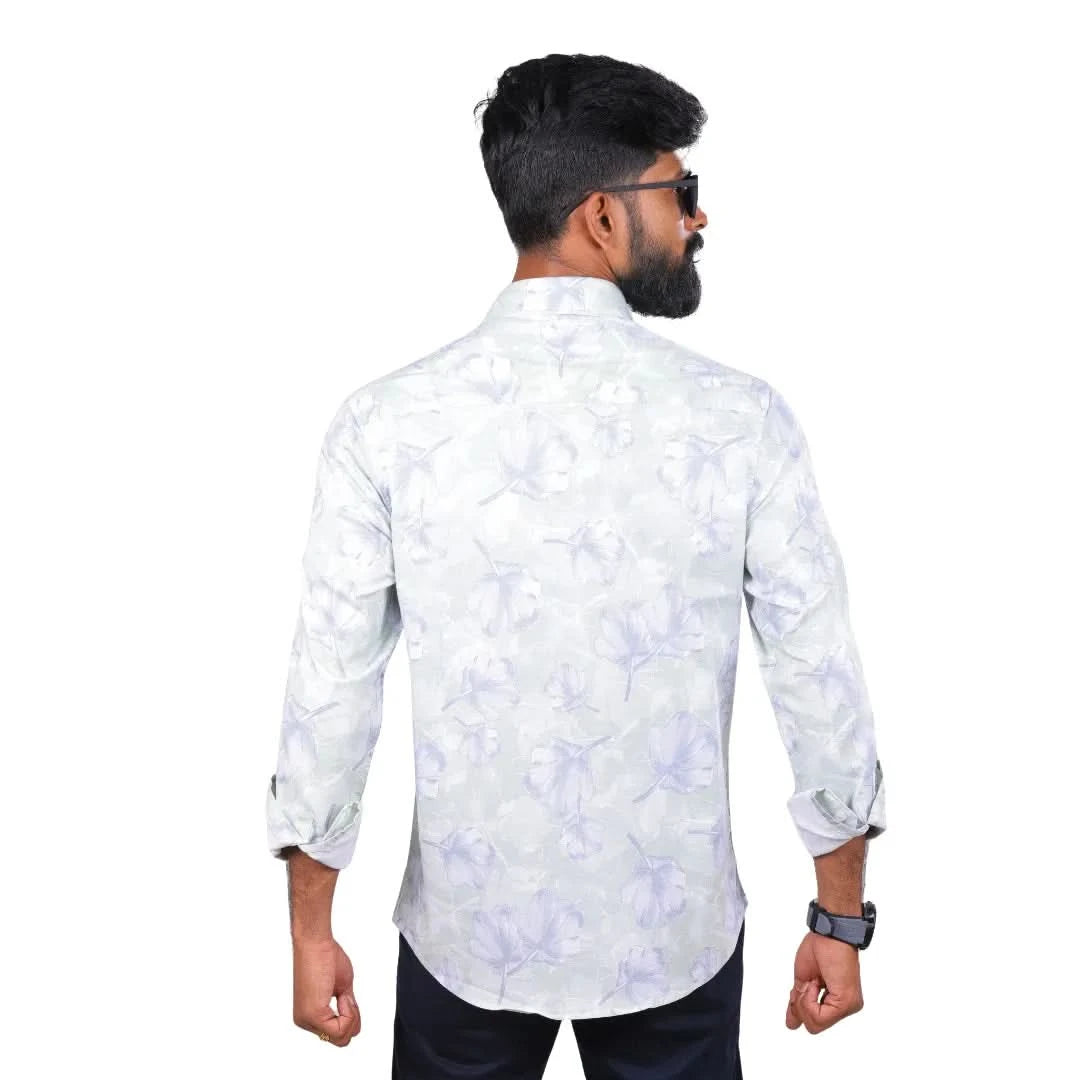 Green Stretch Printed Shirt for men