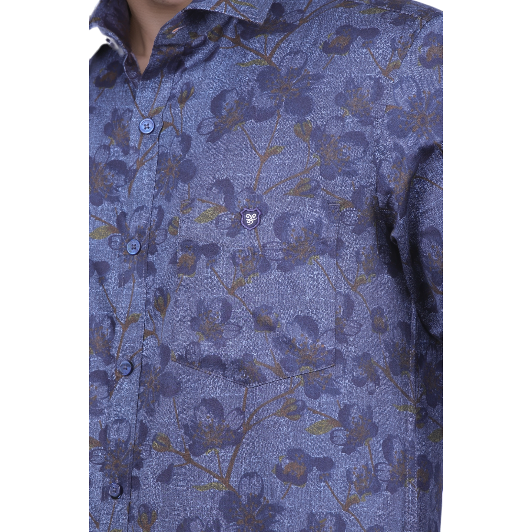 Navy Floral Print Shirt