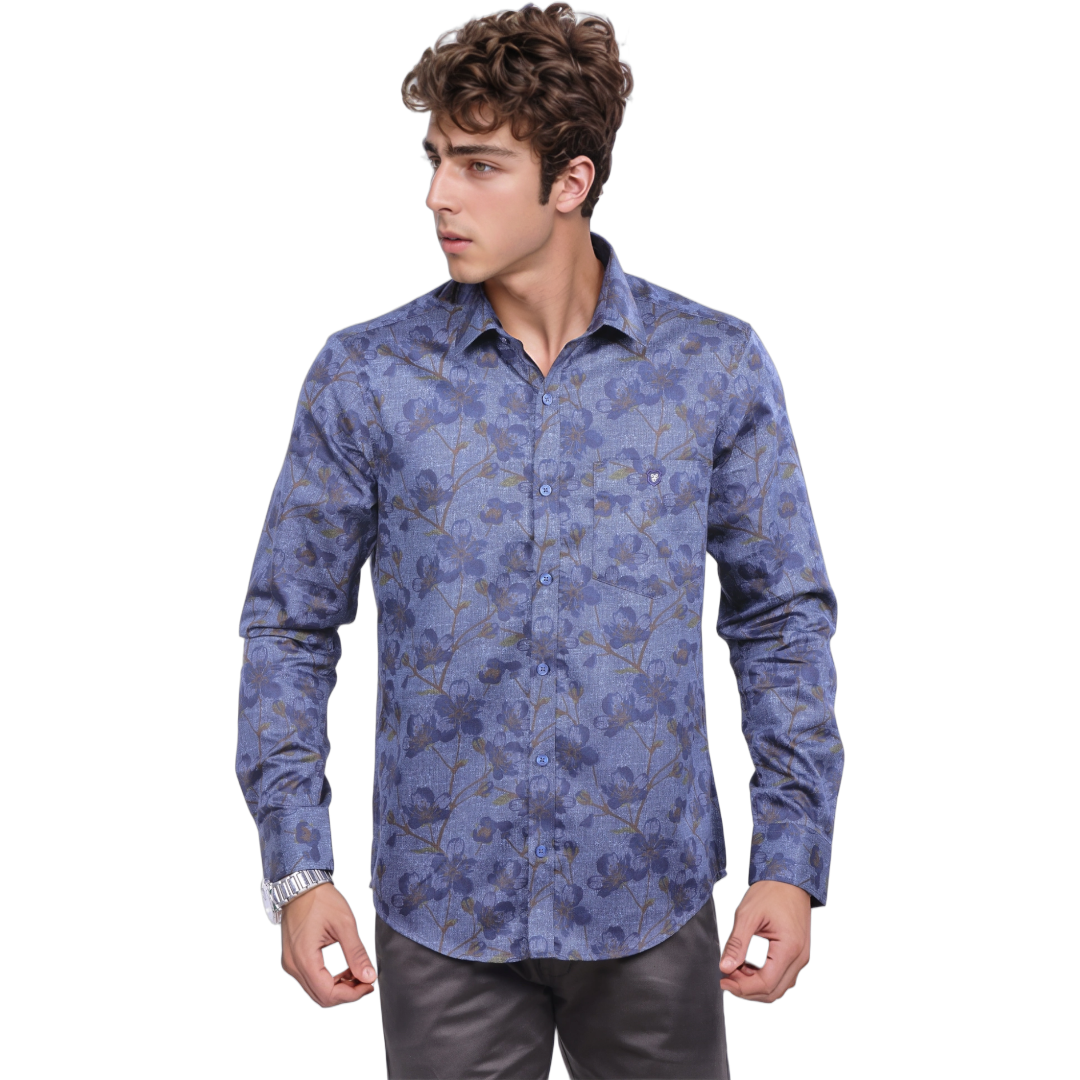 Navy Floral Print Shirt