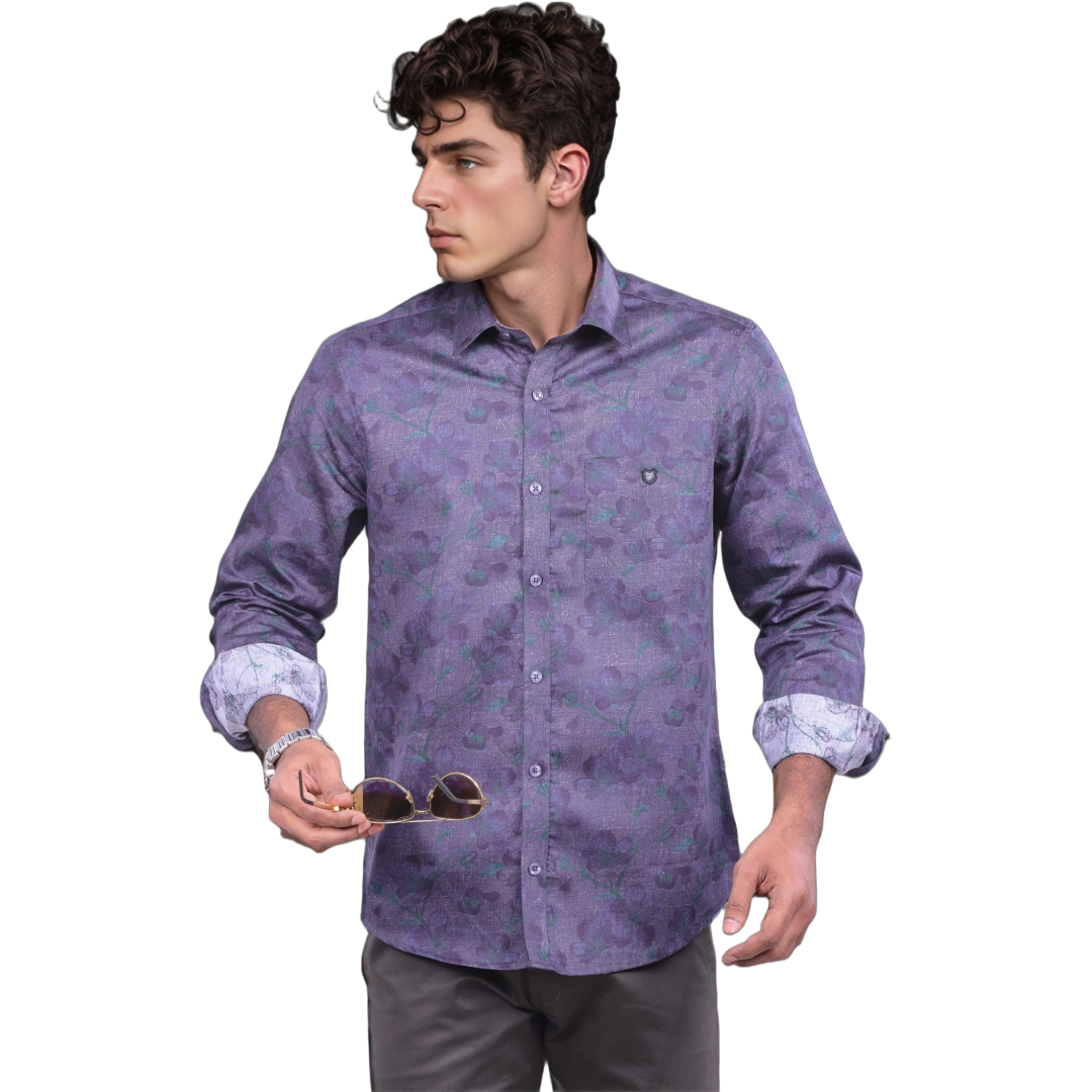 Purple Floral Printed Shirt