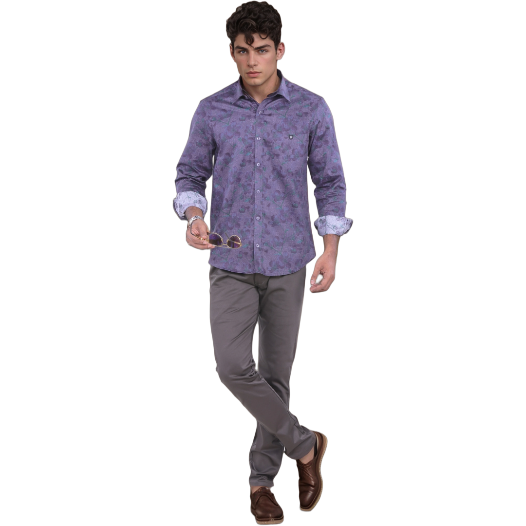 Purple Floral Printed Shirt