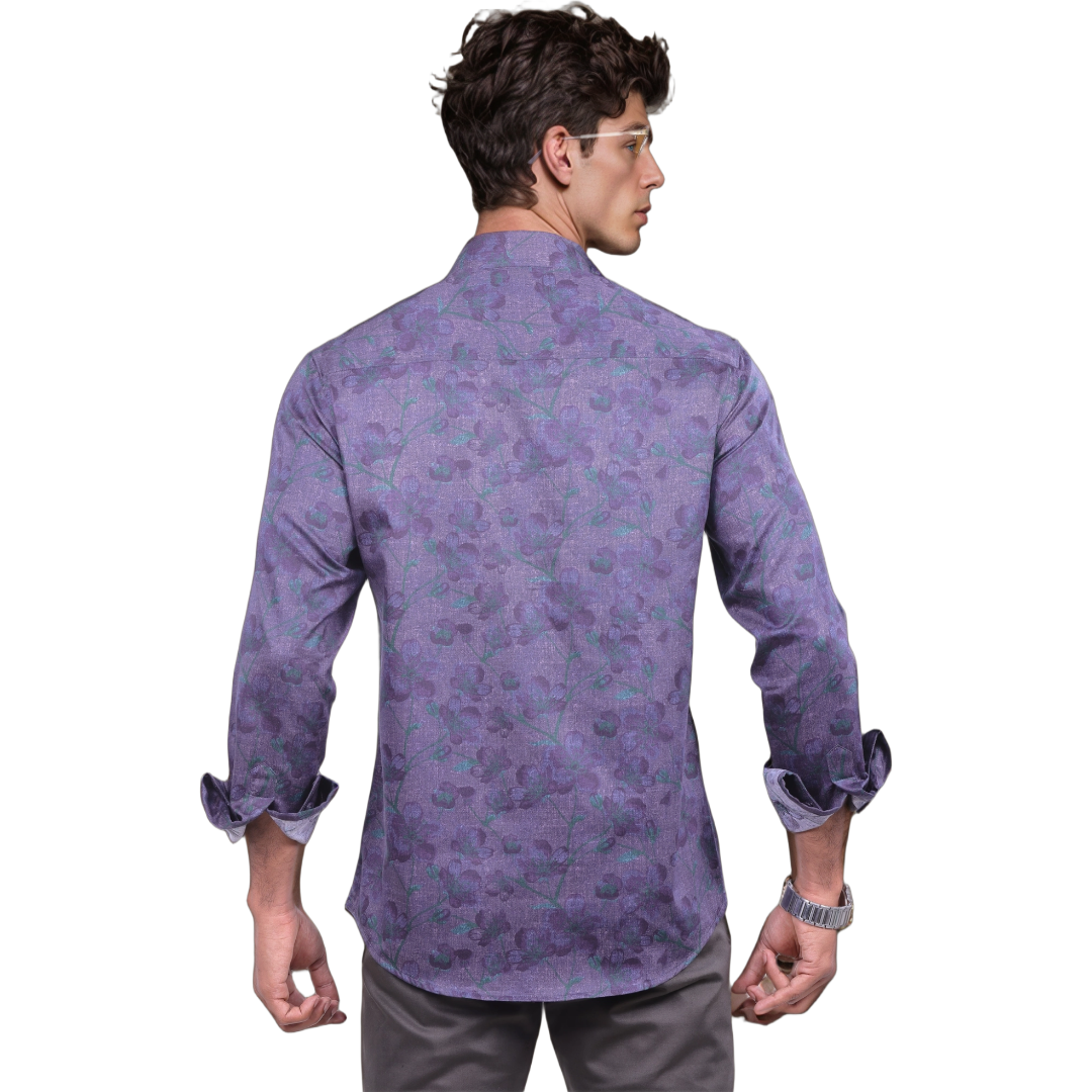 Purple Floral Printed Shirt