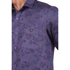 Purple Satin Printed Shirt for men