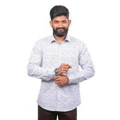 Grey Oxford Printed Shirt for Men