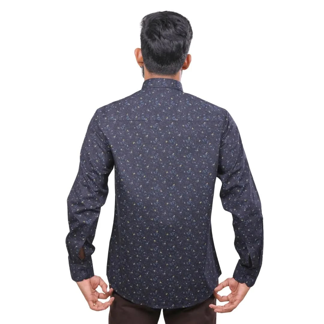 Blue Dobby Printed Shirt for men