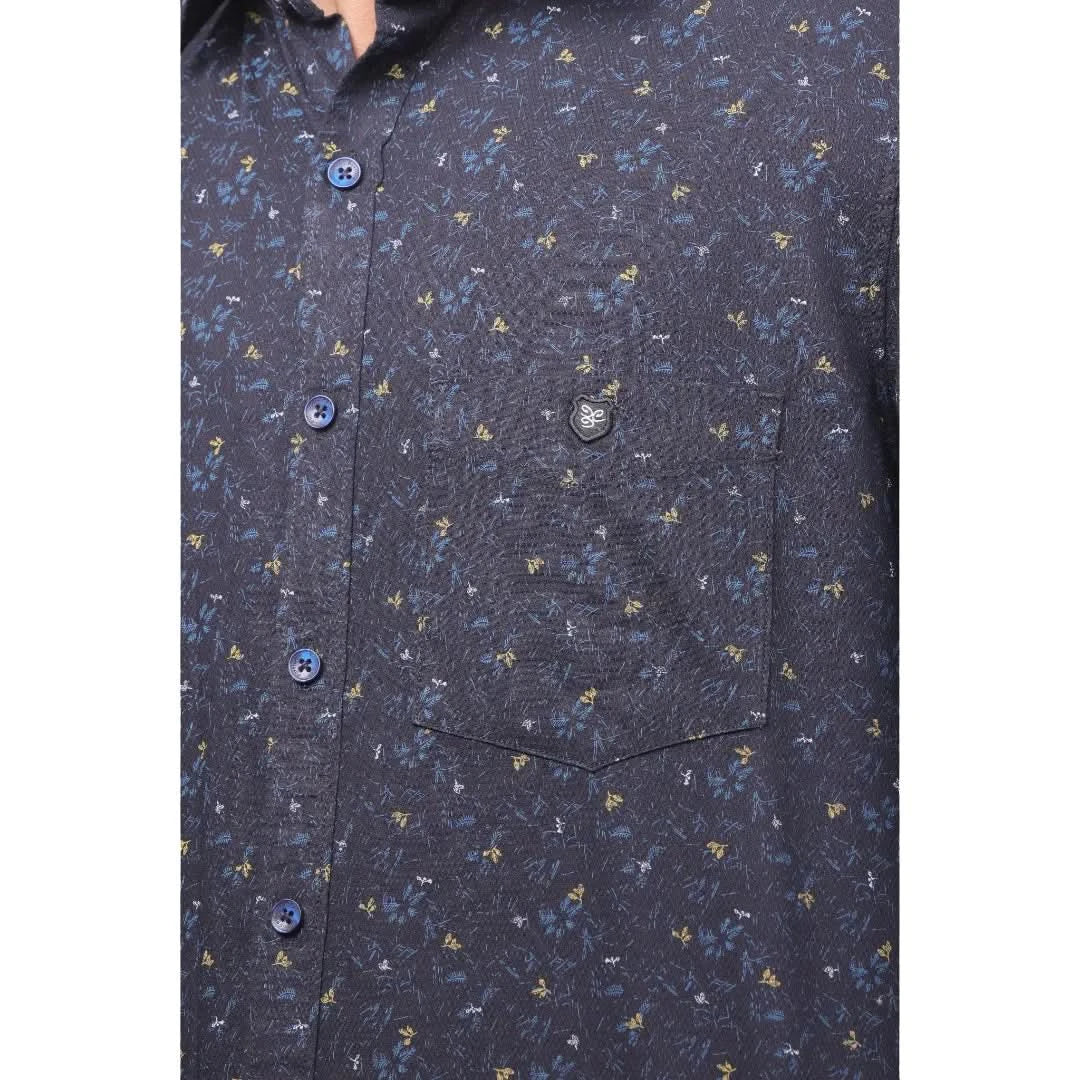 Blue Dobby Printed Shirt for men