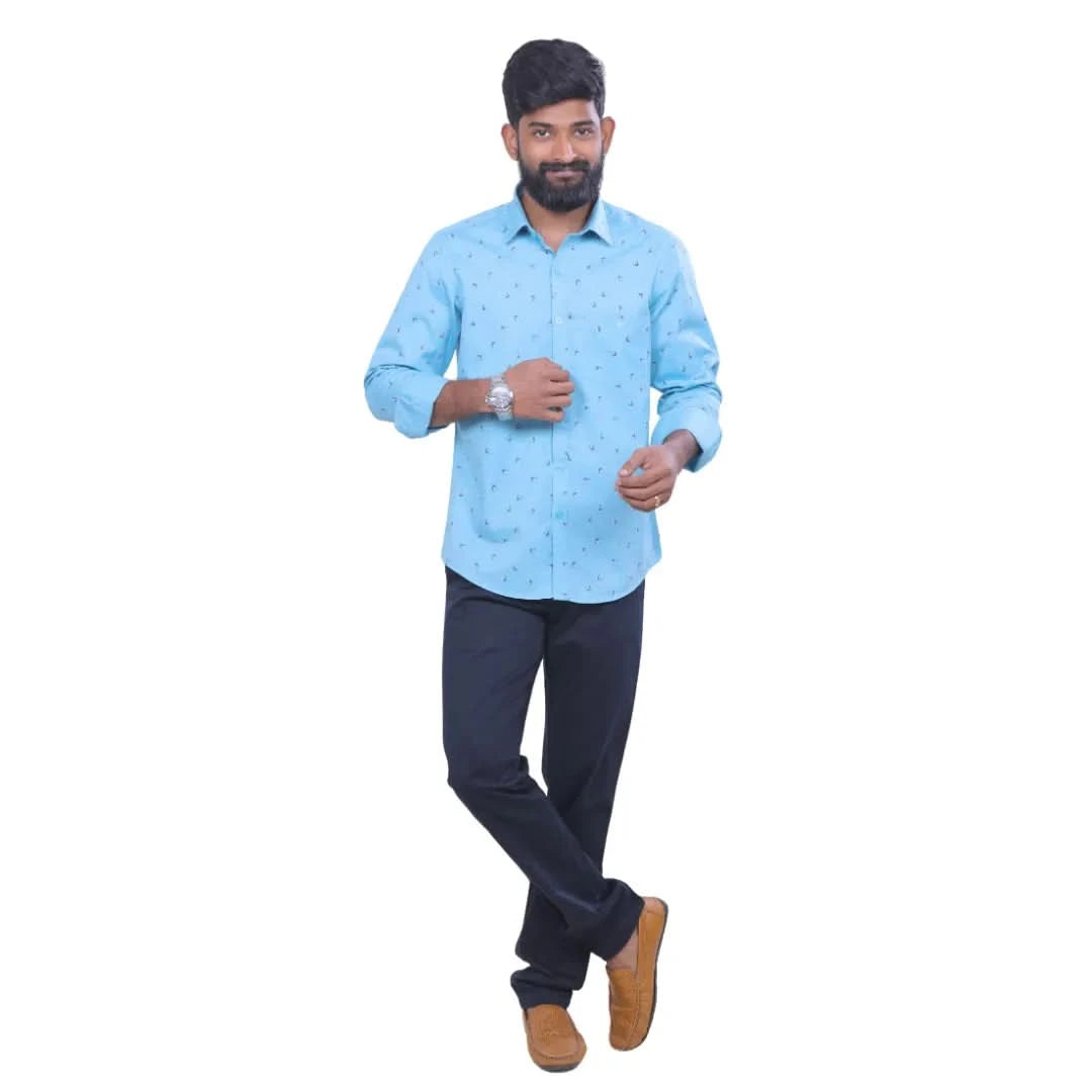 Ra.Blue Twill Printed Shirt for men