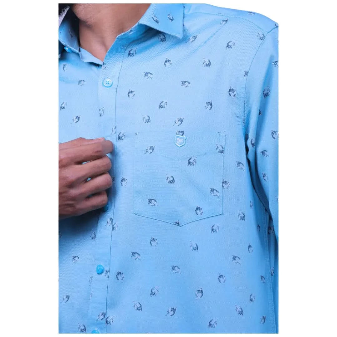 Ra.Blue Twill Printed Shirt for men