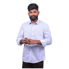 White Oxford Printed Shirt for Men