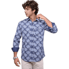 Navy Flower Print Shirt