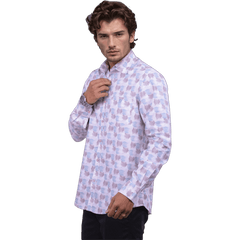 Botticelli Pink Blue Printed Shirt For Men - Formal Shirts (6981)