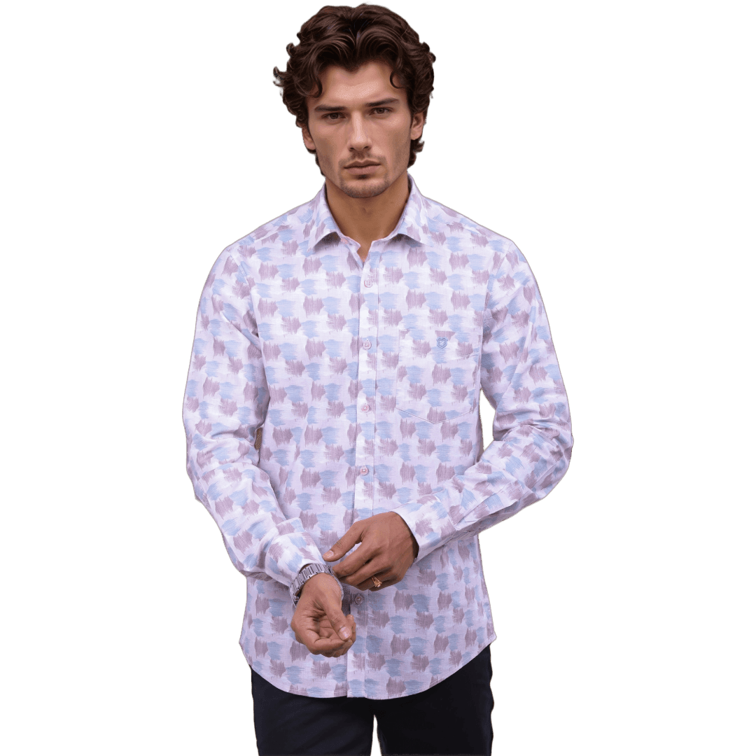 Botticelli Pink Blue Printed Shirt For Men - Formal Shirts (6981)