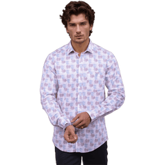 Botticelli Pink Blue Printed Shirt For Men - Formal Shirts (6981)