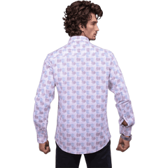 Botticelli Pink Blue Printed Shirt For Men - Formal Shirts (6981)