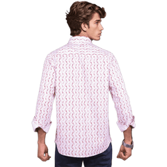 Botticelli Pastel Red Print Shirt For Men - Semi Casual Cotton Shirts (6983)