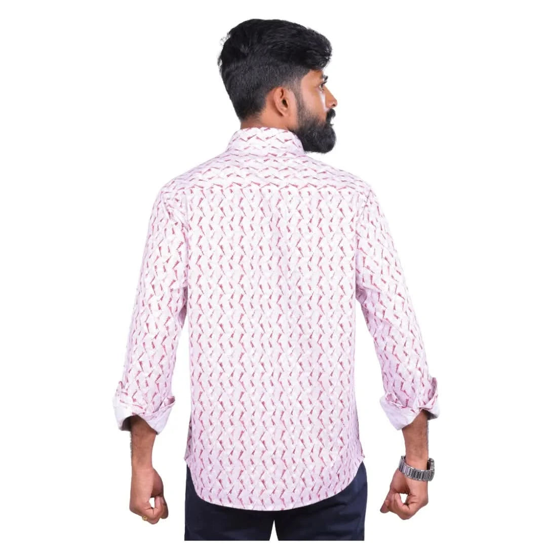 Men Green Lino Cotton Printed Shirt  - 6983