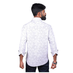 Men White Oxford Printed Shirt  - 6985