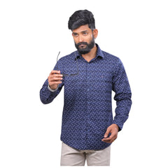 Men Arrow Navy Twill Printed Shirt - 6989