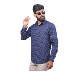 Men Arrow Navy Twill Printed Shirt - 6989