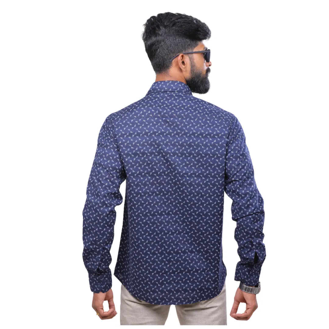 Men Arrow Navy Twill Printed Shirt - 6989