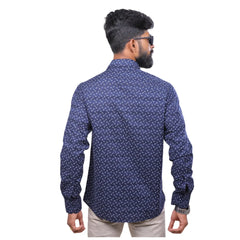 Men Arrow Navy Twill Printed Shirt - 6989