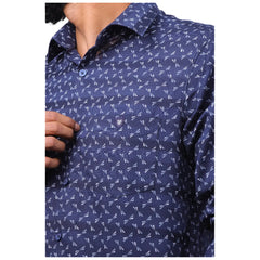 Men Arrow Navy Twill Printed Shirt - 6989