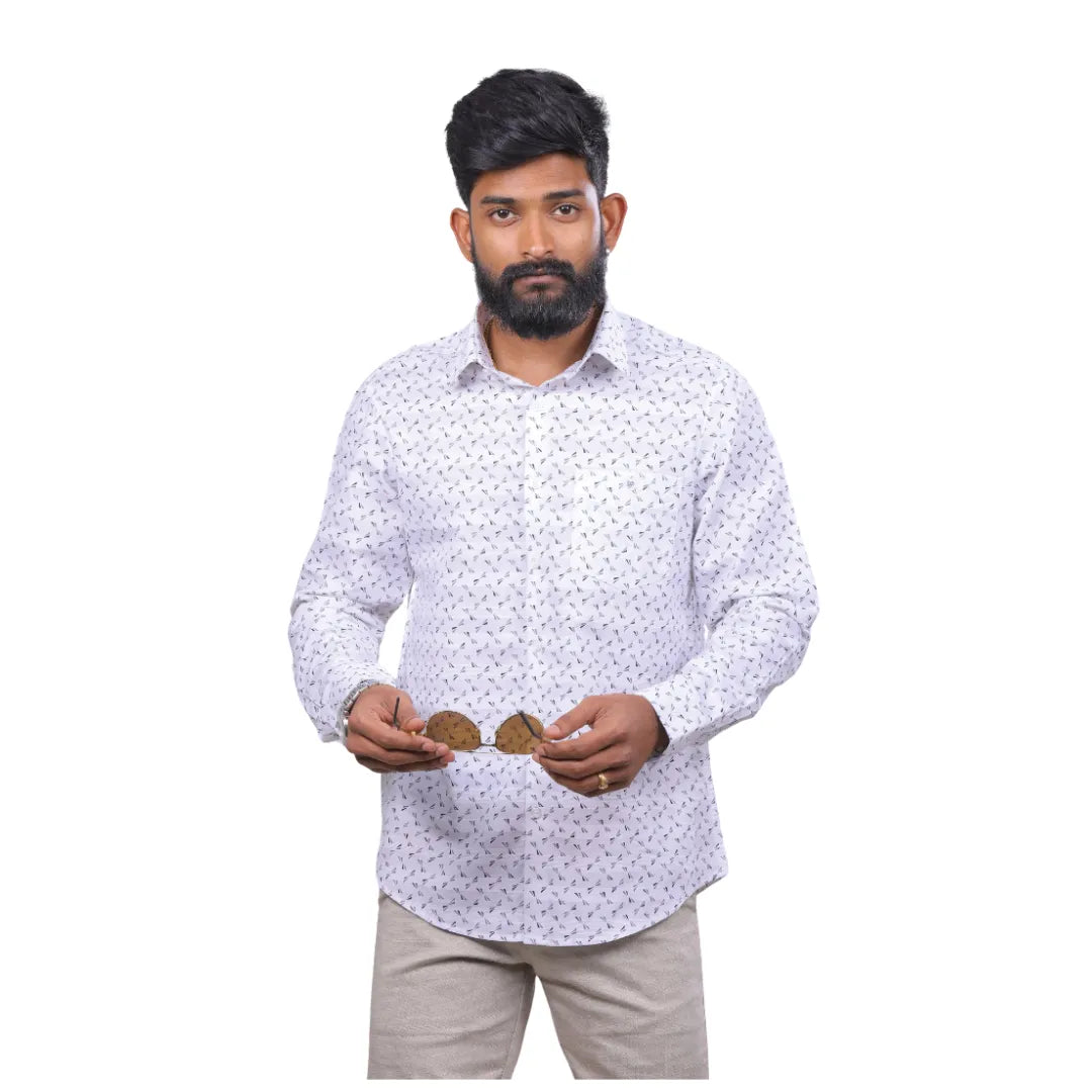 Men Arrow Navy Twill Printed Shirt - 6989