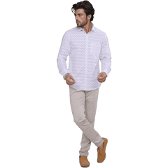 Botticelli White Arrow Print Shirt For Men - Formal Shirts (6989)