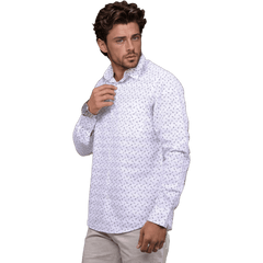 Botticelli White Arrow Print Shirt For Men - Formal Shirts (6989)