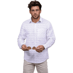 Botticelli White Arrow Print Shirt For Men - Formal Shirts (6989)