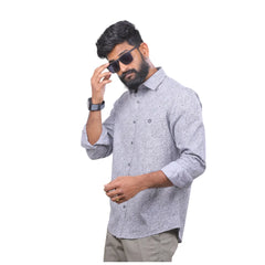 Botticelli Grey Full Print Shirt For Men - Semi Casual Cotton Shirts (6994)