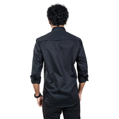 Men Black Chest & Collar Embroidery Shirt- 5242