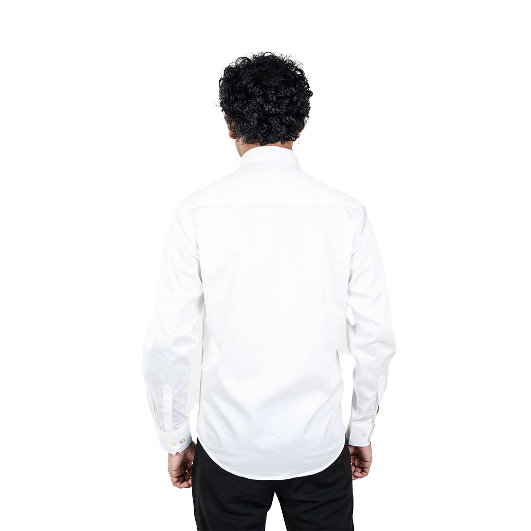 Men White Chest Embroidery Shirt- 5265